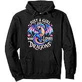 Just A Girl Who Loves Dragons Women's Girls Cute Dragon Pullover Hoodie