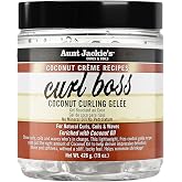 Aunt Jackie's Coconut Cr&egrave;me Recipes Curl Boss Coconut Curling Hair Gel for Natural Curls, Coils and Waves, 15 oz