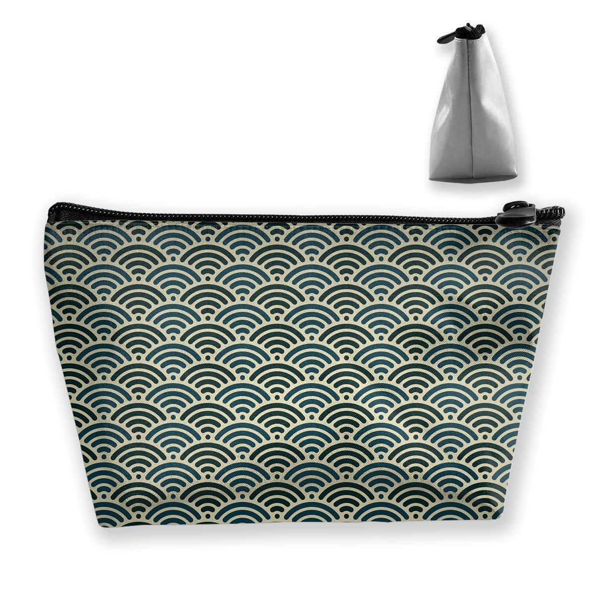 Makeup Bag Cosmetic Classic Wave Rainbow Portable Cosmetic Bag Mobile Trapezoidal Storage Bag Travel Bags with Zipper