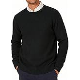 YTD Men's Crewneck Pullover Sweater Textured Long Sleeve Knitted Sweaters