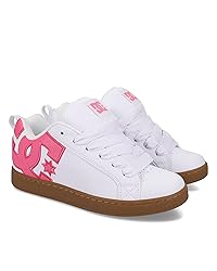 DC Women's Court Graffik Sneaker, White/Pink/Gum, 5.5