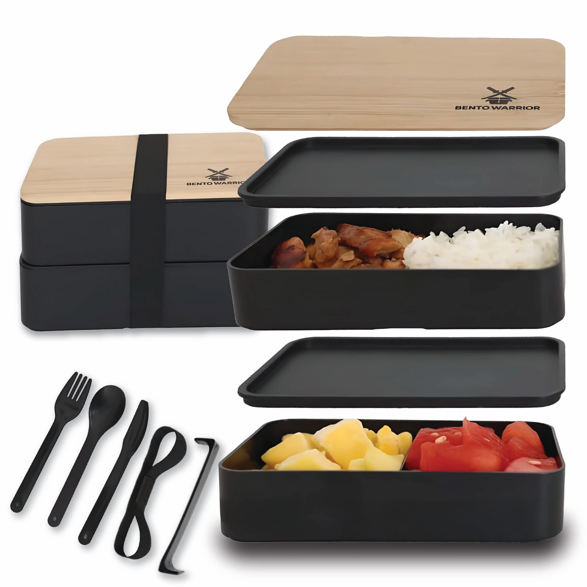 Photo 1 of *USED*
Bento Box Adult Lunch Box Set with Compartments – Stackable Dual-Layer Lunch Containers for Men & Women, Lightweight & Durable, Black Base & Wood Grain Lid, for Work, School, Travel, Meal & Prep