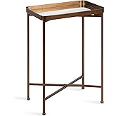 Kate and Laurel Celia Modern Mirrored Tray Side Table, 18 x 12 x 26, Dark Bronze, Foldable Rectangular End Table for Storage 