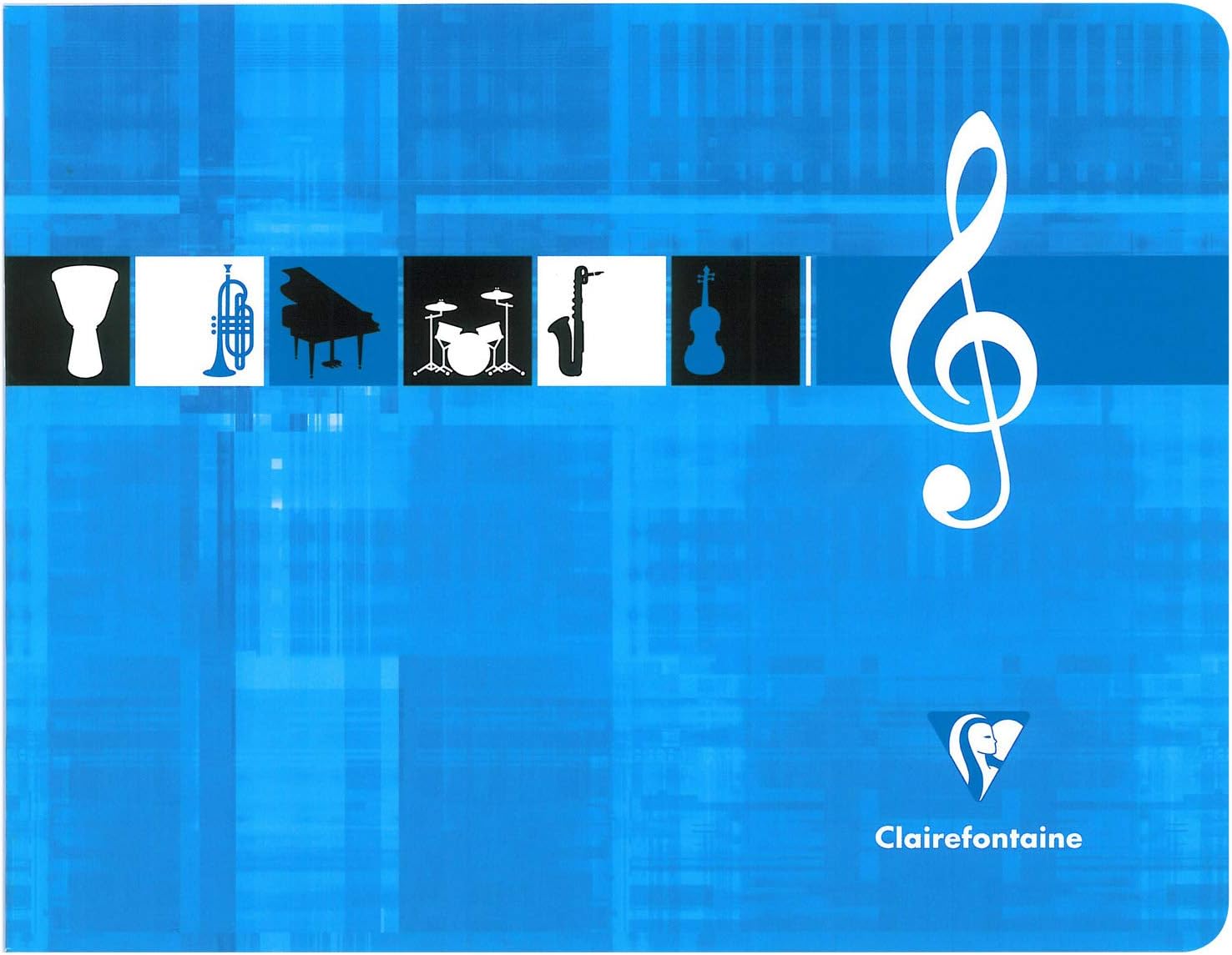 Clairefontaine 3754C Set of 10 Stapled Music Notebooks, 22x17 cm Landscape Format, 48 Pages 6 Staves with Lines