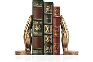 Book Ends to Hold Books Heavy Duty - Book Ends for Shelves, MXARLTR Decorative Bookends for Heavy Books with Anti-Slip Base Book Stopper for Home Office Meditation Yoga Room Decor (Antique Brass)