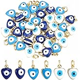Beebeecraft 36pcs 3 Colors Enamel Evil Eye Charms 18K Gold Plated Small Heart with Blue Lucky Eye Charms Turkish Greek Amulet for Good Luck Protection Jewelry Making Earring Bracelet Necklace DIY Crafts