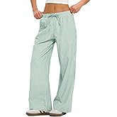 LOMON Striped Gingham Pants Women 2026 Spring Summer Pajamas Wide Leg Pj Lounge Boxer Bottoms Y2k Trousers with Pocket