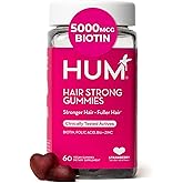HUM Hair Strong Daily Hair Growth Gummies with Biotin, Zinc, Vitamin B12 to Support Growth, Folic Acid & Vitamin B12 Gummy Vitamins for Healthy Hair Support for Women and Men, 60 Gummies