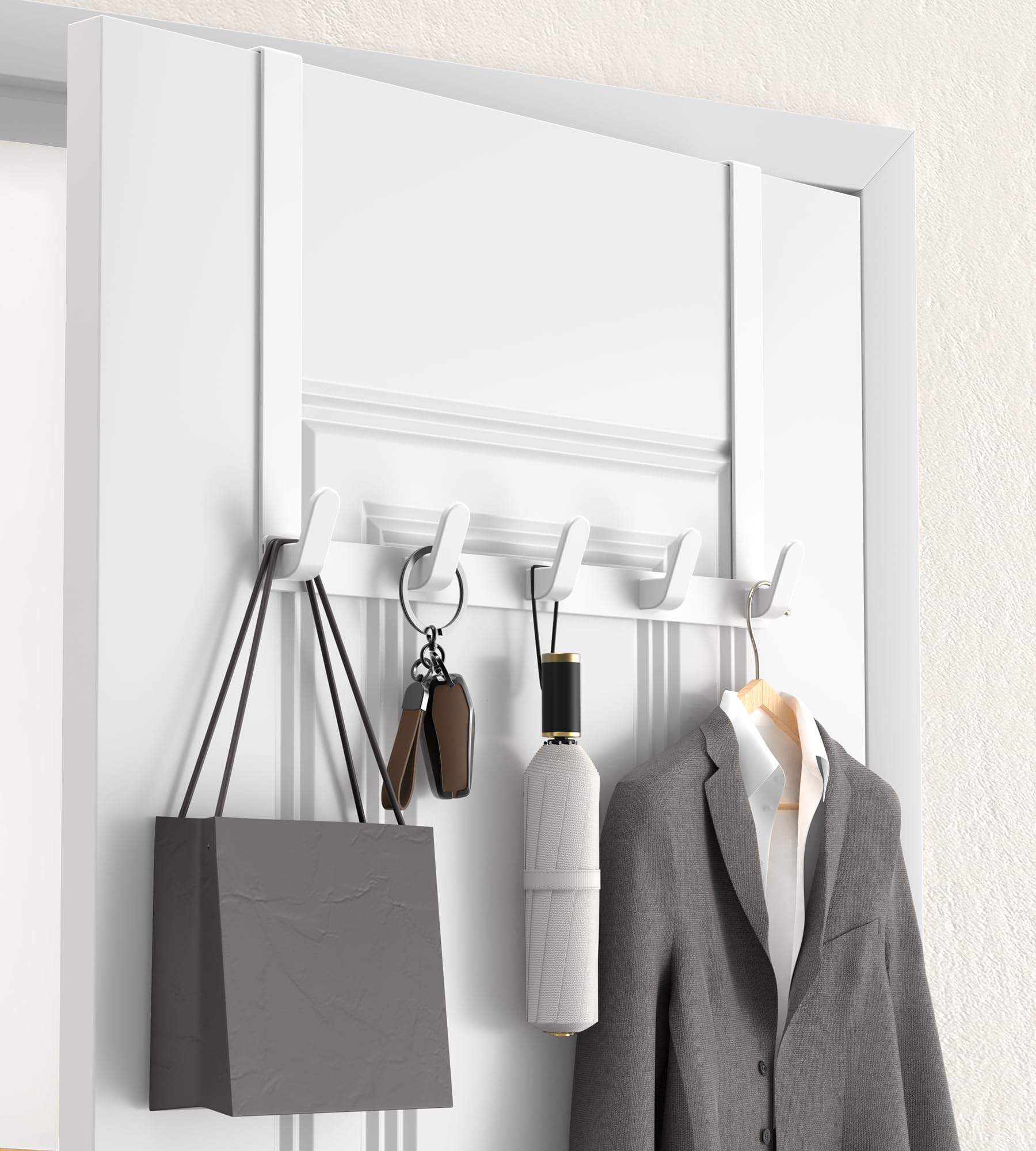 Photo 1 of KitchLife Long Over The Door Hooks Hanger with 15.75" Extended Arms, Fits 1 3/4" Doors, L40U - Upgraded Thickened Heavy Duty Bathroom Accessories and Towel Rack Organization - 1 Pack, Glossy White