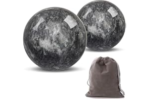Hmsddan Traditional Chinese Baoding Balls, Marble Health Exercise Stress Relief Balls, Dark Grey, 2-Piece Set (Dark Grey, Medium-1.57")
