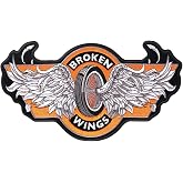 Hot Leathers Sew or Iron On Embroidered | Broken Wings Patch for Denim, Leather Jacket and Vest | PPA6180-4W x 2H - 4 Width x 2 Height Inches