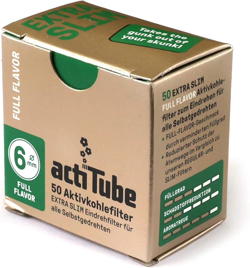 actiTube Extra Slim Activated Carbon Filters 6mm 50 Filters Per Pack 4 Packs