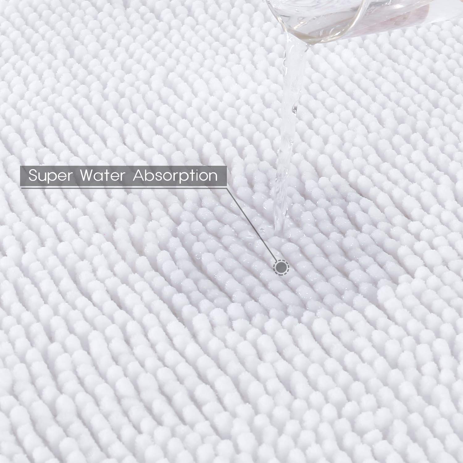White Lifewit 32x20 Bath Mat Non Slip Microfiber Shaggy Chenille Bath Rugs Bathroom Shower Mats Rug Bath Rugs