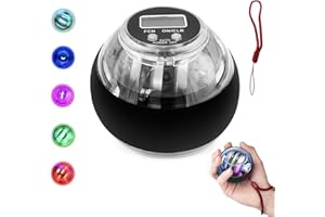 BNYFXY Torque Ball Hand Exerciser,Gyro Ball Wrist Exerciser,Curaball with Counter,Auto-Start Gyroscopic Forearm Exerciser Gyro Ball,Vital Wrist Ball,with Colored Light
