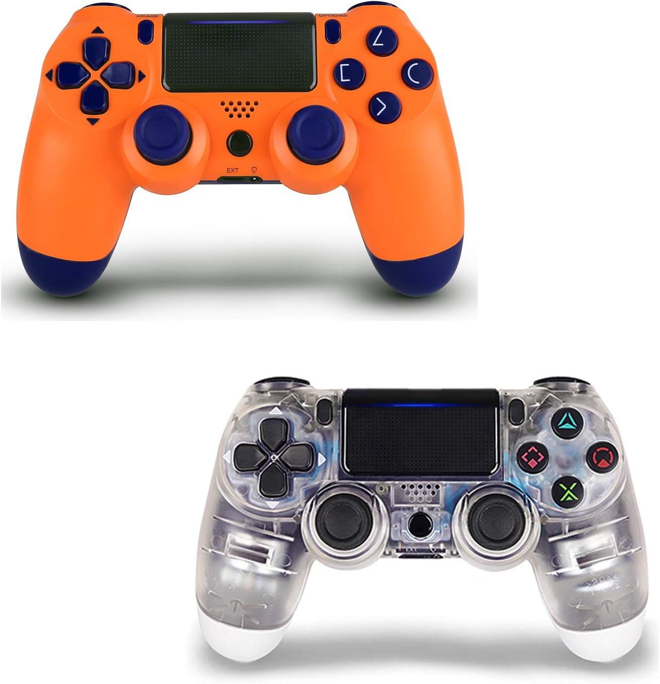 2 Pack Controller for PS4,Wireless Controller for Playstation 4 with Dual Vibration Game Joystick (OrangeWhite)