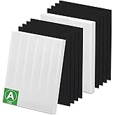 True High Efficiency C535 Replacement 115115 Filter A Compatible with Winix PlasmaWave C535, 5300-2, 6300-2, 5300, 6300, P300, AM90, 9000, 5000, 5000B, C909, 9800, 2 x Filters + 8 x Carbon Pre-Filters