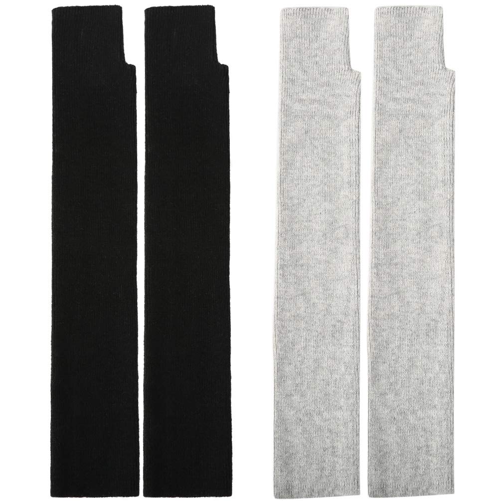 Vbiger Damen gestrickte Armstulpen Feinstrick lang Pulswärmer Warm weiche Handschuhe Handwärmer, 2 Paar