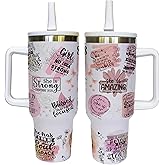 Hazlget Positive Affirmation 40 Oz Tumbler Mugs with Handle,Daily Affirmation Water Bottle, Inspiration Motivation Gift for Friends Women Sister