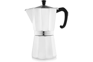 Bellemain Stovetop Espresso Maker | Italian Moka Pot Espresso Maker, Classic Aluminum Design Mocha Pot for Home Brewing & Camping | Easy to Use & Clean - 9-Cup, White