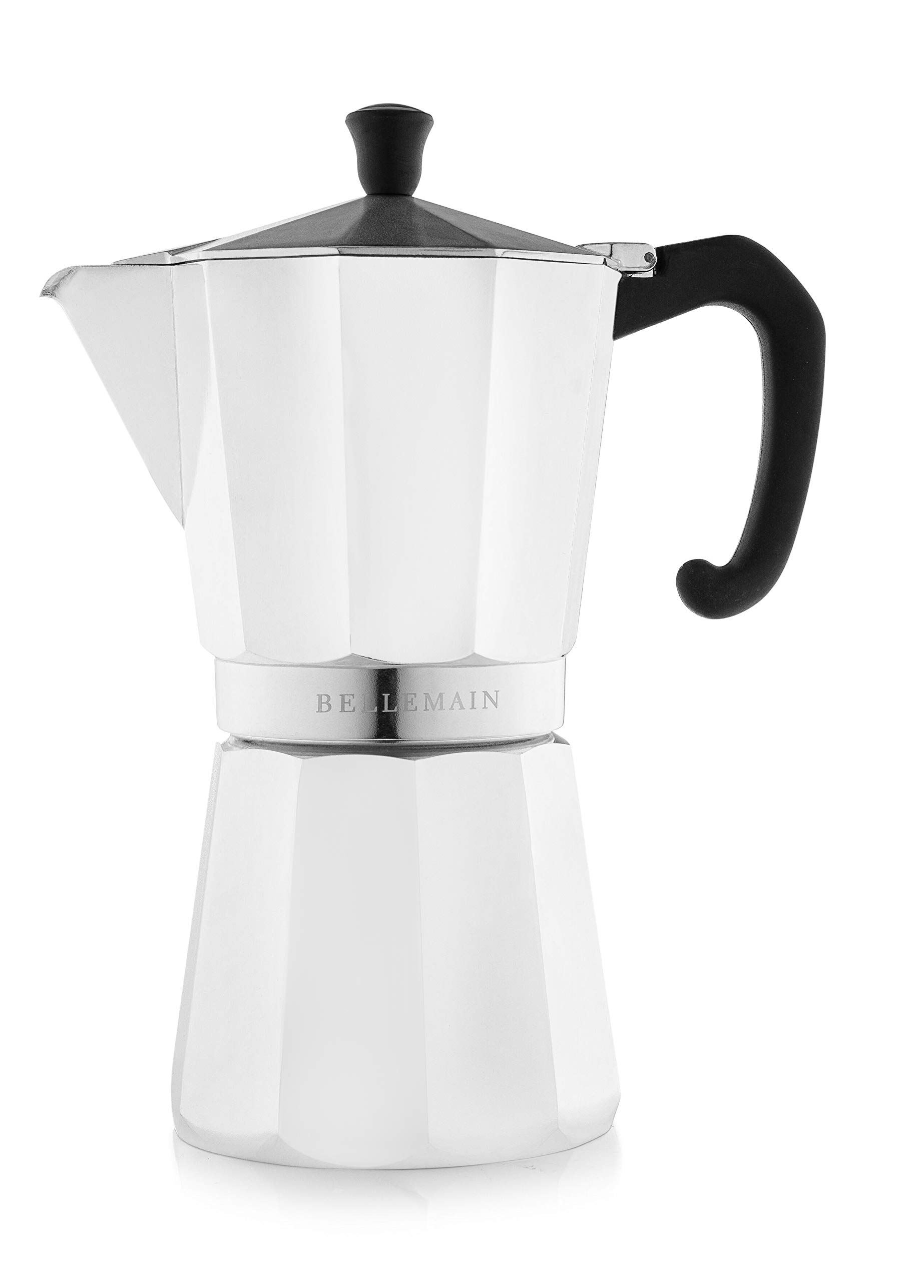 Photo 1 of Bellemain Stovetop Espresso Maker | Italian Moka Pot Espresso Maker, Classic Aluminum Design Mocha Pot for Home Brewing & Camping | Easy to Use & Clean - 9-Cup, White