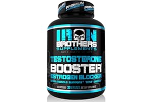 IRON BROTHERS SUPPLEMENTS Testosterone Booster for Men with Estrogen Blocker - Natural Anti-Estrogen Supplement to Increase Libido & Strength - Boost Muscle Growth & Weight Loss - Indole 3 Carbinol & Tribulus -60 Capsules