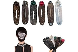 DANONI 2/6PCS Ball Hair Clip,Flower Hair Bun Roller,Hair Bun Maker for Long Thick Hair,Hand Embroidered Flowers Deft Bun,Deft Bun Hair Twister,Easy Fast Snap Roll Hair Accessories for Women (6Pcs)