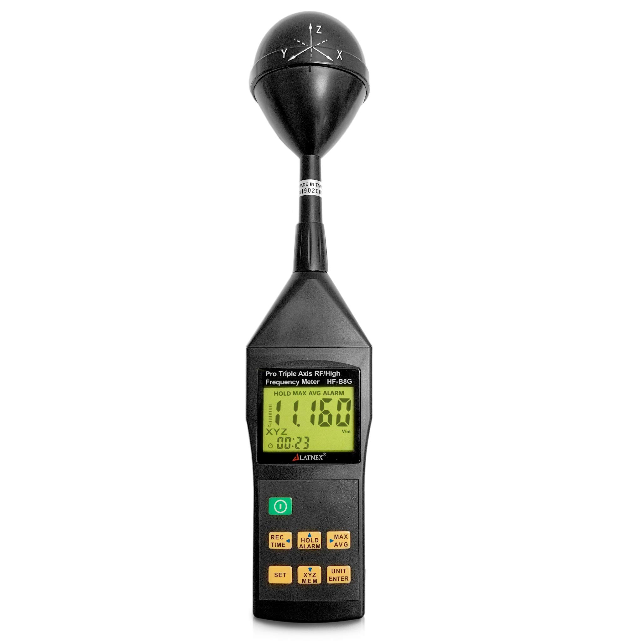 RF EMF Meter HF-B8G High Frequency 10Mhz-8Ghz. Measures Wide-Range Radiation Levels from Cell Towers-Smart Meters-Wi-Fi-Cordless & Cell Phones-3G-4G Networks-Bluetooth Devices-Used in Home Inspections