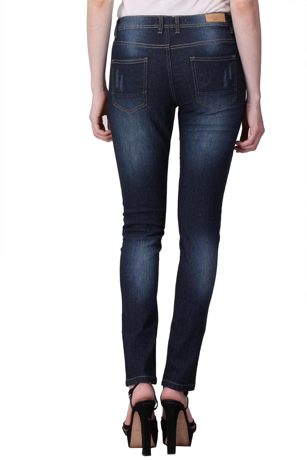kotty women's cotton ripped-stone-washed jeans
