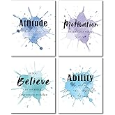 Hapons Watercolor Inspirational Wall Art Decor Posters, Colorful Inspirational Quotes Abstract Paint For Office Women Men Office Room Bedroom Living Room Wall Art Prints, Motivational Affirmations Wall Decor Pictures Gifts 8''x10'' 4 PCS Unframed