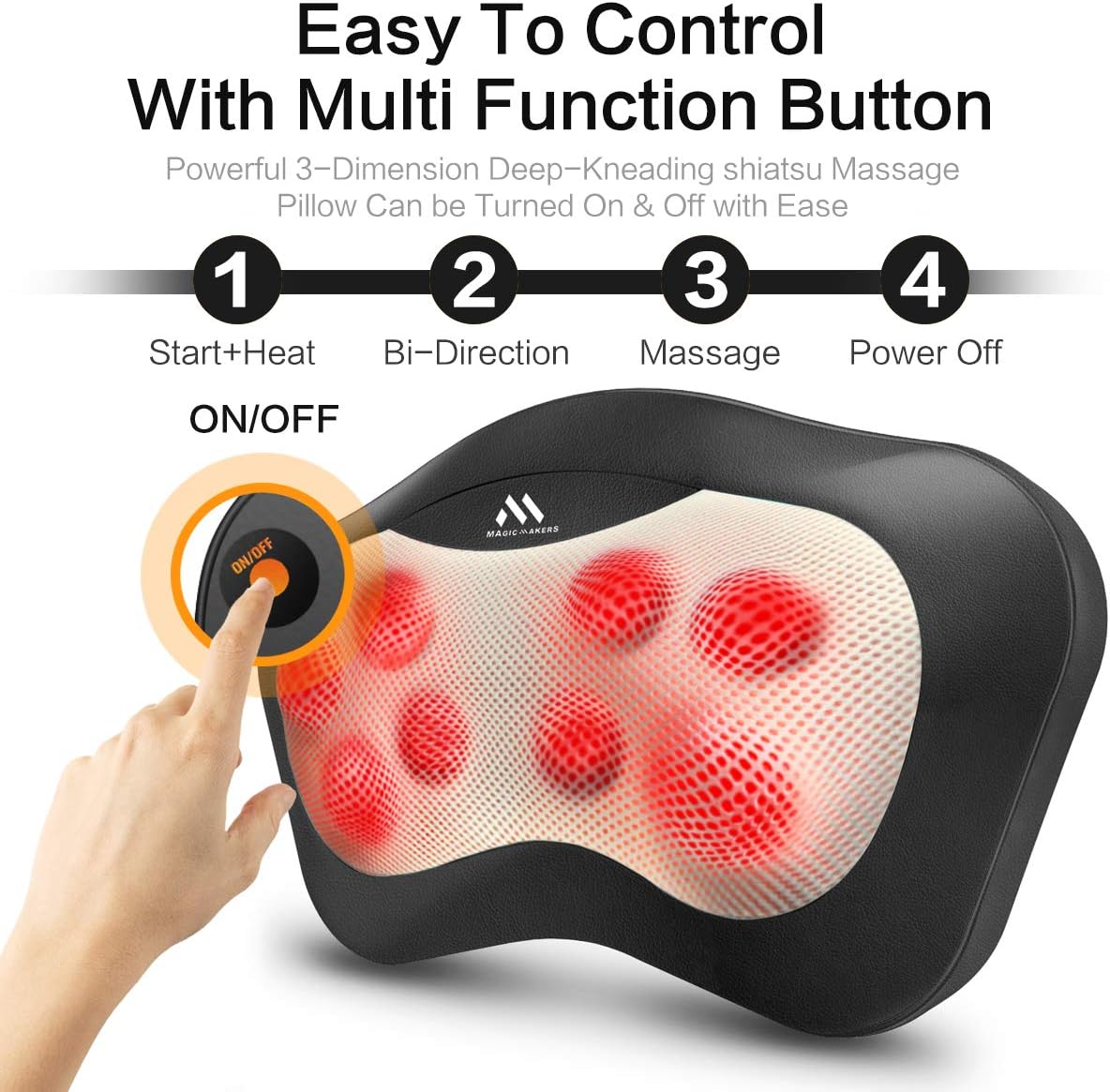 Shiatsu Neck and Back Massager - 8 Heated Rollers Kneading Massage Pillow for Shoulders, Lower Back, Calf, Legs, Foot - Relaxation Gifts for Men, Women - Shoulder and Neck Massager Present for Wife: Health & Personal Care