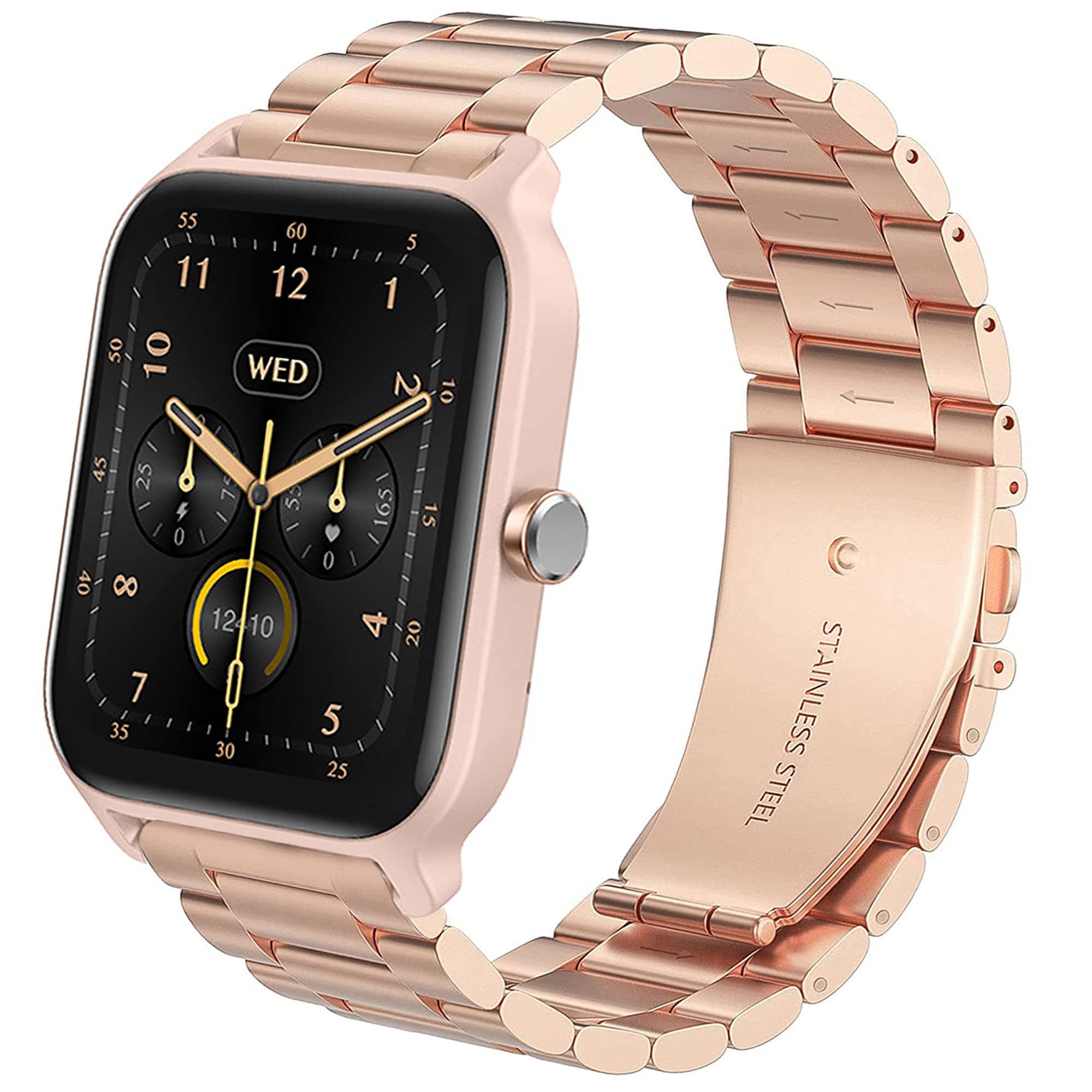 Blueshaweu for TOOBUR Smart Watch Band, Quick Release Stainless Steel Metal Replacement Straps Compatible with IDW13 1.8" Smart Watch for TOOBUR TEMINICE VRPEFIT Konitee Gydom Faweio (Rose Gold)
