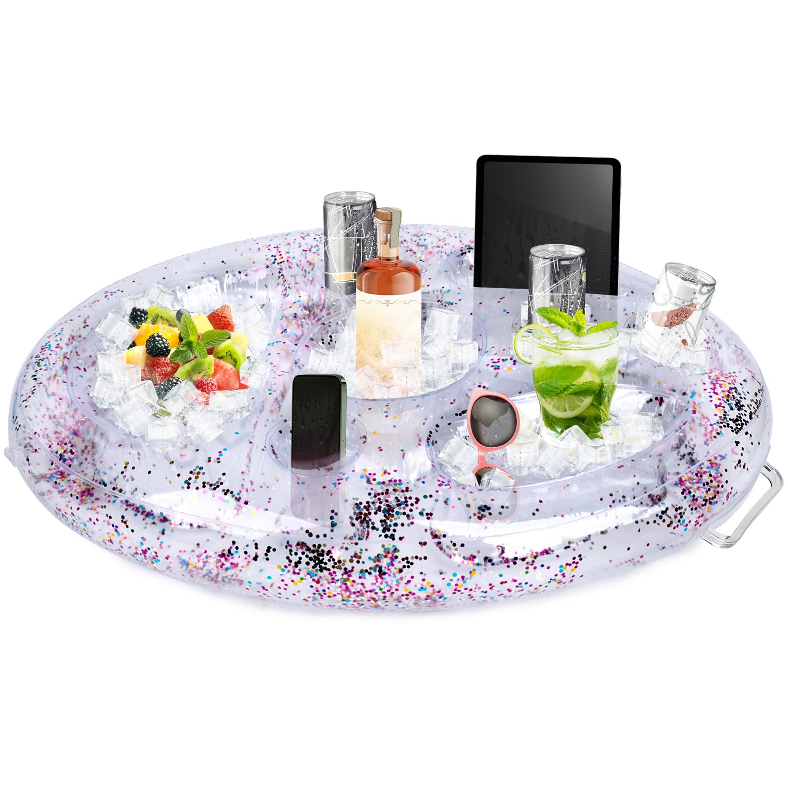 Photo 1 of FUTUREPLUSX Inflatable Floating Drink Holder, Pool Drink Float Large Capacity for Beach Hot Tub Clear