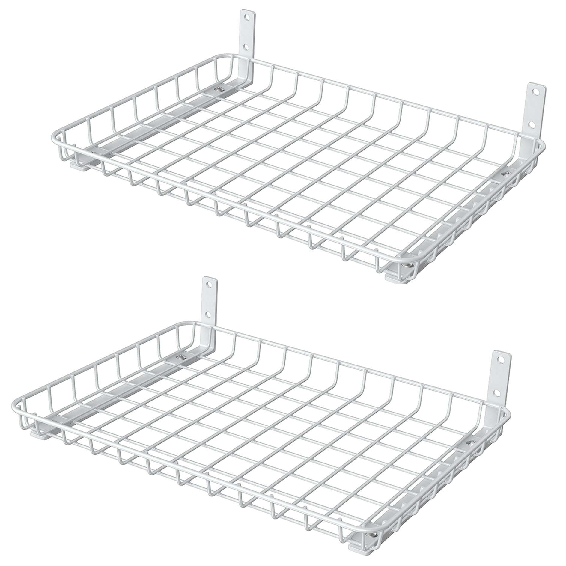 Photo 1 of WALMANN Wall Shelves, 12 * 18 inch Wall-Mounted Storage Shelves for Garage, Closet, Laundry Room, Heavy Duty Wall Shelving, Holds Up to 60 lbs(Pack of 2, White)