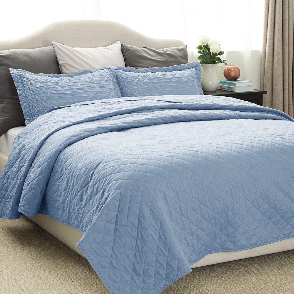 Quilt Set Solid Grayish Blue King Size(106\