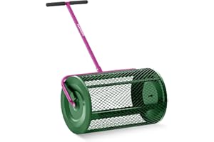 BOLDWORKS Compost Spreader for Lawn Peat Moss Spreader to Cover Garden Top Soil with Manure Peat Moss or Dirt Evenly Using 24 Inch Metal Mesh Compost Roller Top Dressing Spreader