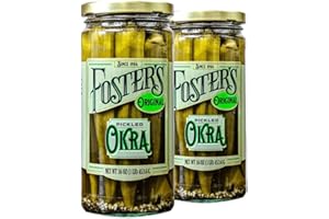 FOSTER'S SINCE 1984 Foster's Pickled Okra, Original, 16oz, 2 Pack, Traditional Pickled Vegetables Recipe over 40 years, Gluten Free, Fat Free, Preservative Free Low Calorie Snack Farm Fresh Pickles
