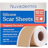 NUVADERMIS Silicone Scar Sheets for Surgical Scars, 10 ft Roll, Light | The Original Scar Tape, Made with Premium European-Sourced Silicone for Old &amp; New Scars &ndash; Dermatologist Recommended
