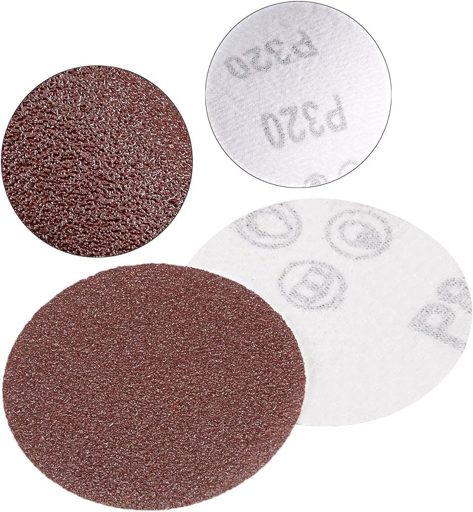 sourcingmap 100Pcs 2 Inch Hook and Loop Sanding Disc 80 Grits Flocking Sandpaper for Random Orbit Sander Brown - Image 4