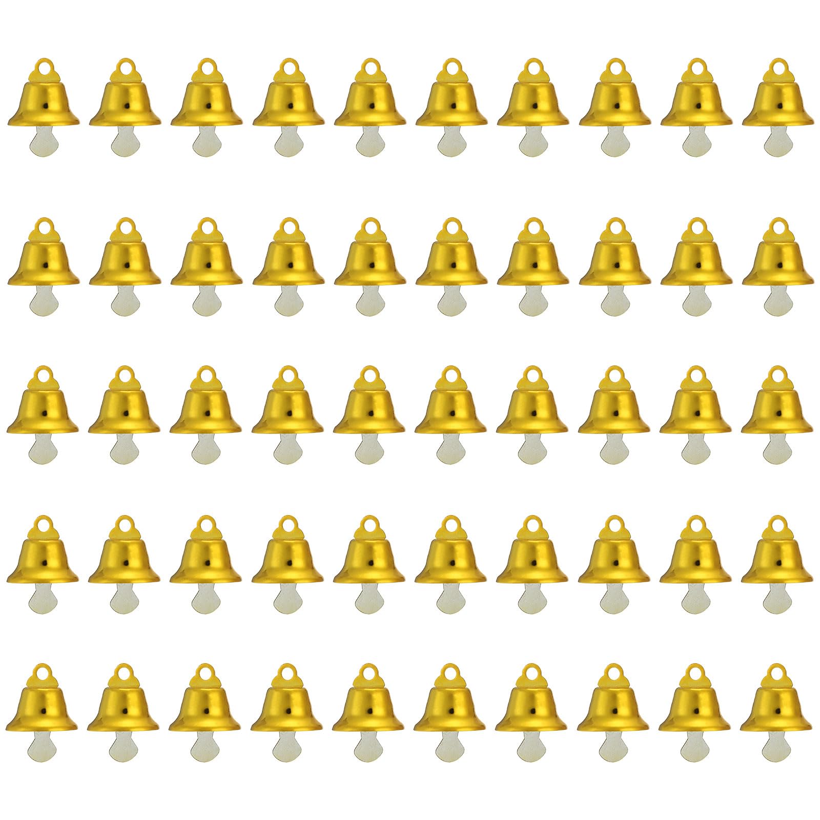 PATIKIL Mini Craft Jingle Bells (50pcs, 0.6" Metal), Hanging Bells for DIY Parties, Weddings, Christmas Decorations - Yellow
