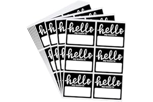 HYBSK Black Hello My Name is Stickers 2-1/2"x 3" Name Tag Identification Labels for Office Meeting School 10 Sheets,60pcs