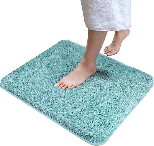 Amazon Com Soft Plush Bathroom Rug Bath Mat 20 X 24 Non Slip Microfiber Fluffy Shaggy Water Absorbent Bath Rug Carpet Machine Washable Rectangular Runner Area Rug Mats For Floor Kitchen Blue Home Kitchen
