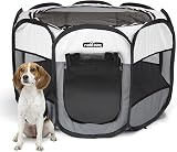 Nobleza Pet Playpen Portable Foldable Dog Cat Pen 32.3x32.3x22.8in Beige Gray