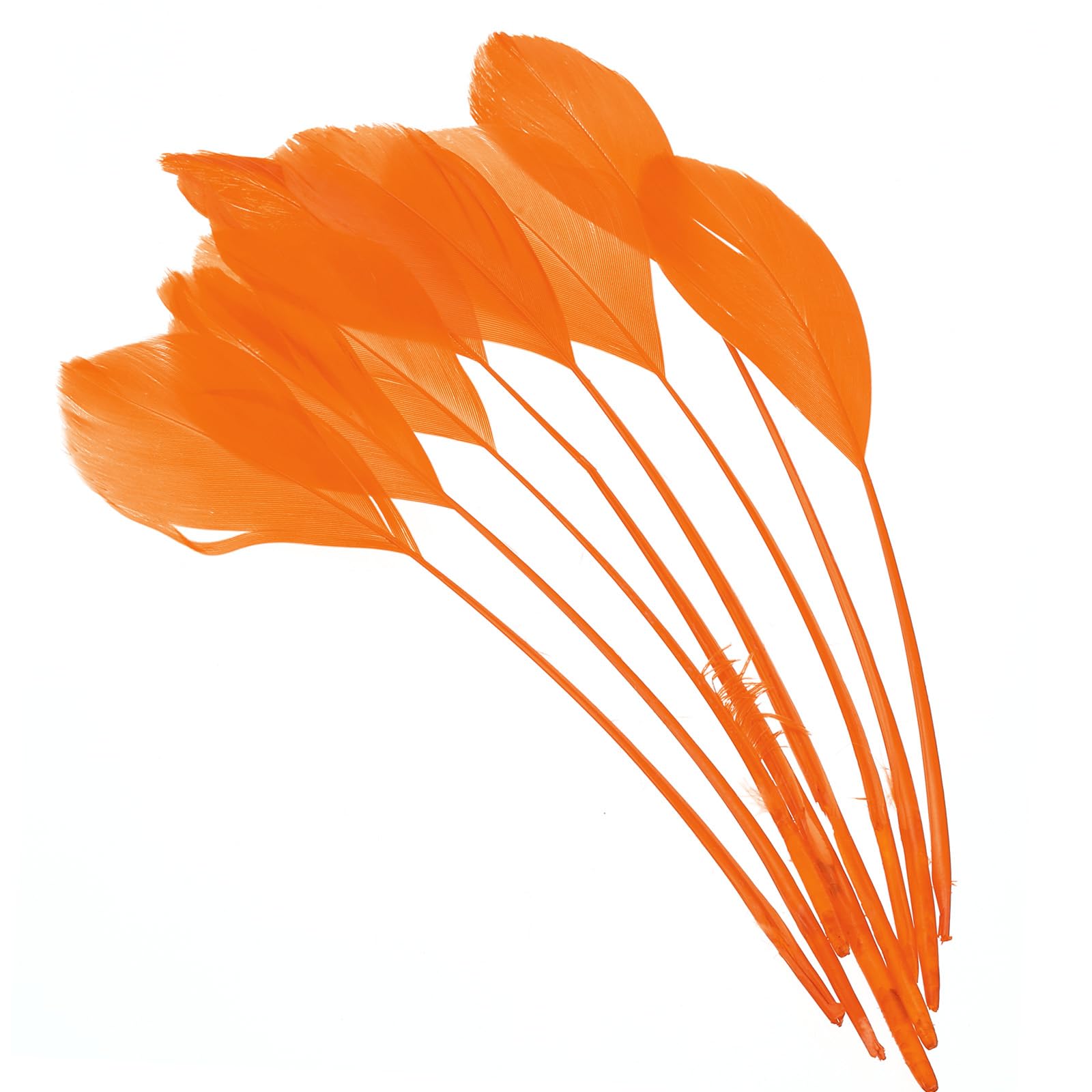 PATIKIL 6-8 Inch Goose Feathers, 100 Pack Bulk Natural Feathers for Crafts Carnival Handwork Clothing Costumes Wedding Party Style 4, Orange