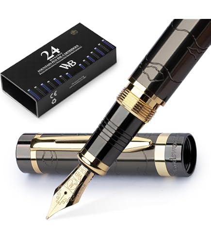 Fountain Pen Wordsworth & Black Juego De Regalo De Pluma Estilográfica, Incluye Botella, 6 Cartuchos, Convertidor De Recarga, 4 Puntas De Repuesto, Paquete Pluma Pilot
