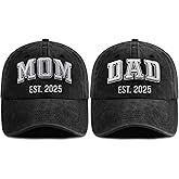 SHANVANKE 2PCS Dad and Mom EST 2026 Hats for Men Women, Funny Adjustable Cotton 3D Embroidered New Parents Gifts Baseball Cap