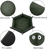 SIQUK 4 Pieces Dice Tray Hexagon Folding PU Leather Velvet RPG DND view 3
