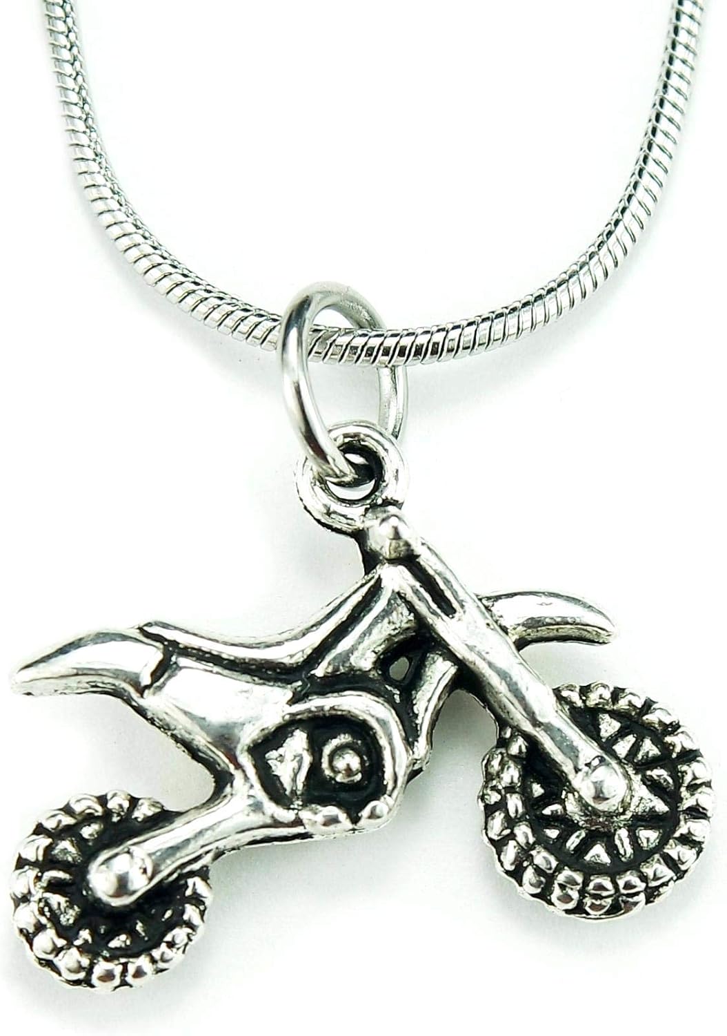Dirt Bike Necklace, 20" Stainless Chain with 3D Dirtbike
