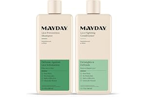 MAYDAY Daily Lice Routine Bundle – 12oz Shampoo & 12oz Conditioner | Non-Toxic, Pesticide-Free, Scientifically Proven Lice Defense for All Hair Types | Sandalwood & Mint Formula