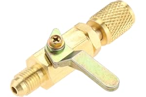 AUPOKO Air Conditioner Ball Valve 1/4" SAE Adapter, Straight Shut-Off Valve for HVAC A/C Automotive Service Tools, Fits for R134A R22 R12 R410A Refrigerant