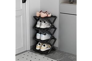 VXRONOP Wood Vertical Shoe Rack for Entryway,Foldable Organizer Rack,Narrow Small Spaces,Free Standing Shelf Closet Hallway C